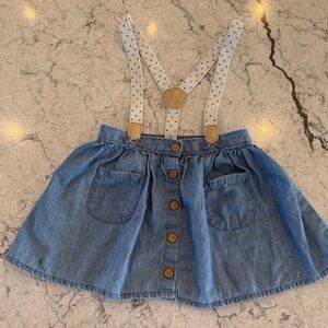 Baby B’Gosh Girls Denim Skirt with Polka Dot Suspenders 18-24 Months